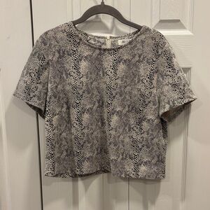 She + Sky Black and Cream Snake Print Top